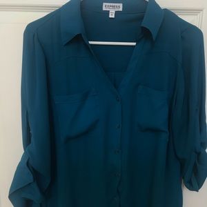 Express Teal Portofino Button-Up Shirt